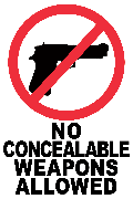 "No concealable weapons allowed" graphic
