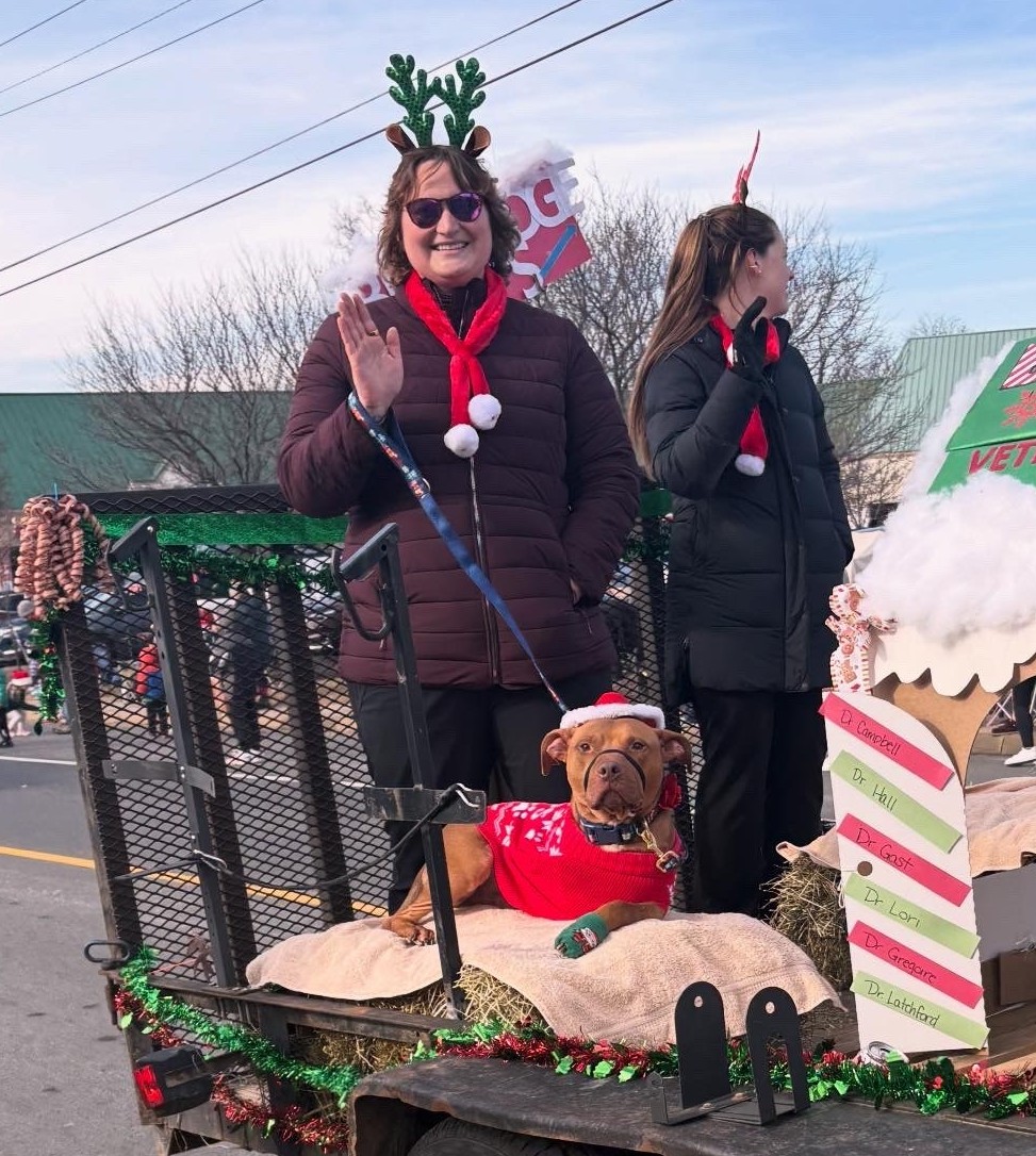 Photo of Luca and mom on a Christmas Float